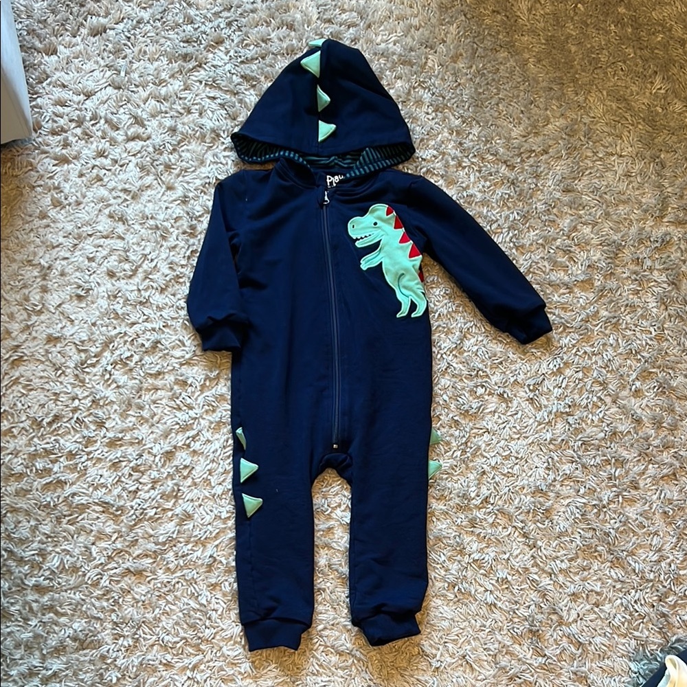 Little Sleepies Navy Blue Dinosaur onesie